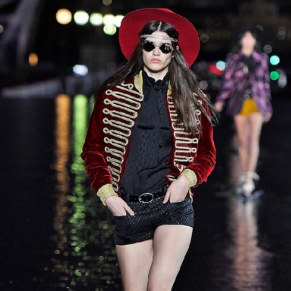 SAINT LAURENT
Metallic braided velvet bomber jacket FR40